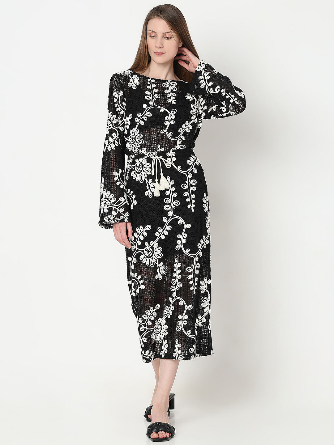 Black Embroidered Co-Ord Set Skirt