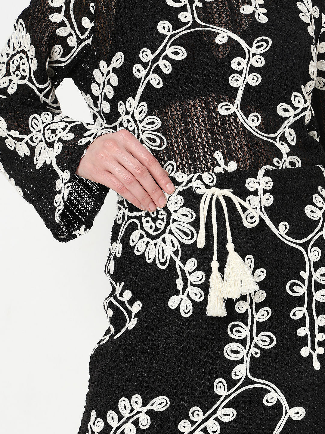 Black Embroidered Co-Ord Set Skirt