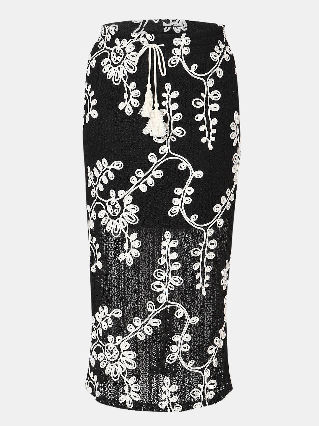 Black Embroidered Co-Ord Set Skirt