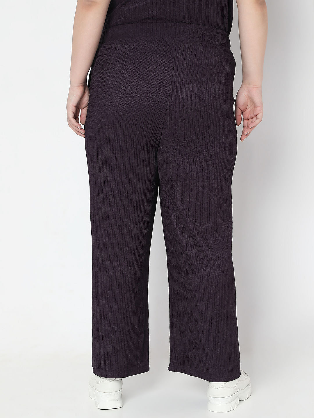 Curve Purple Textured Co-Ord Set Pants