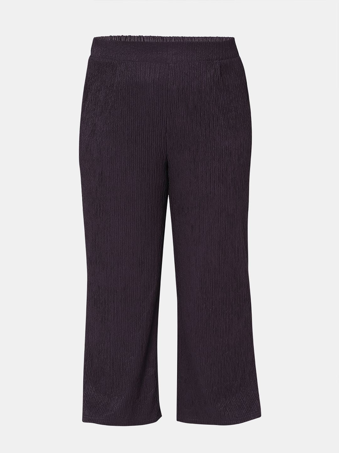 Curve Purple Textured Co-Ord Set Pants