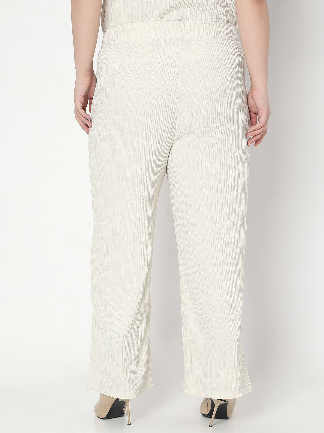 Curve Ecru Textured Co-Ord Set Pants