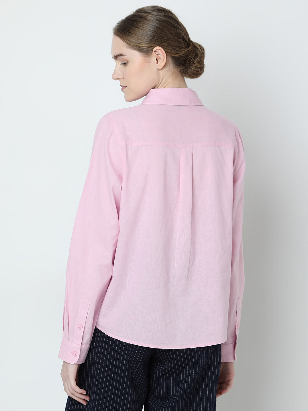 Light Pink Linen Full Sleeves Shirt