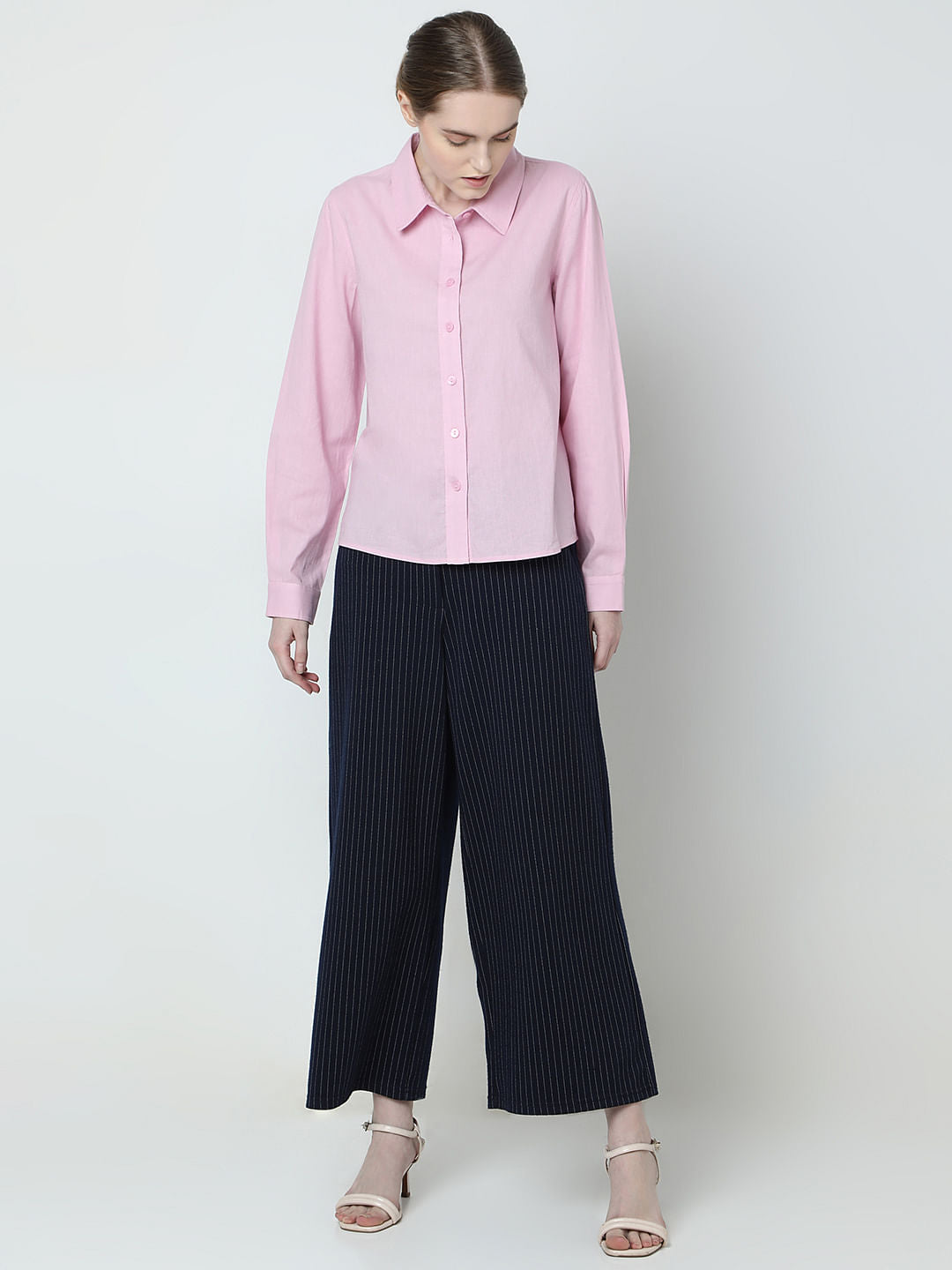 Light Pink Linen Full Sleeves Shirt