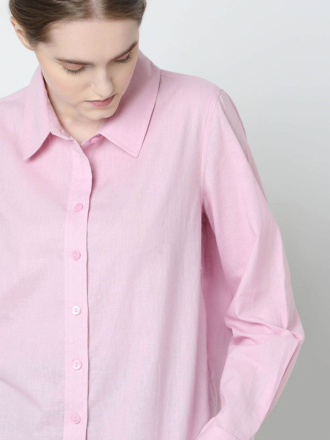 Light Pink Linen Full Sleeves Shirt