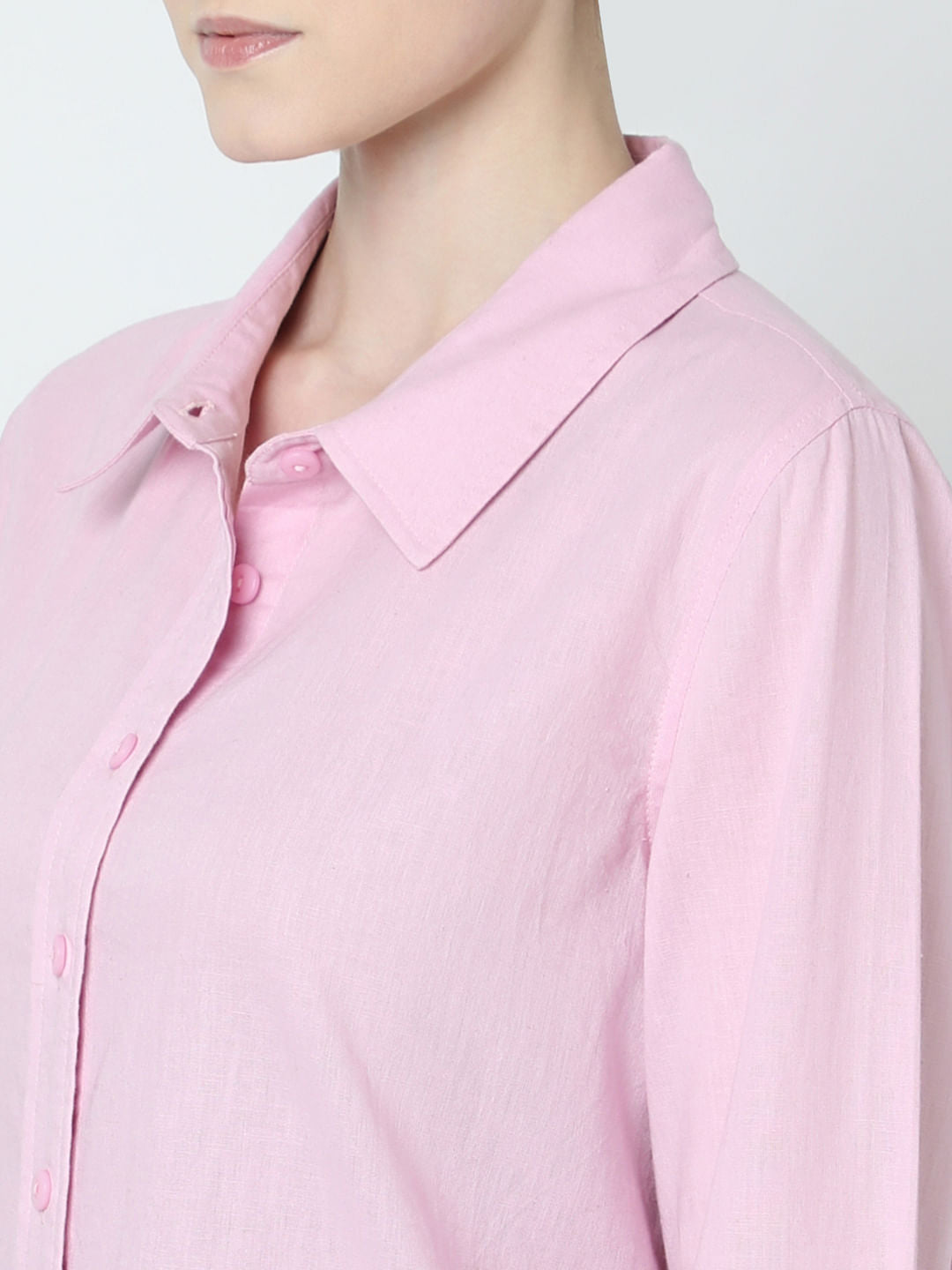Light Pink Linen Full Sleeves Shirt