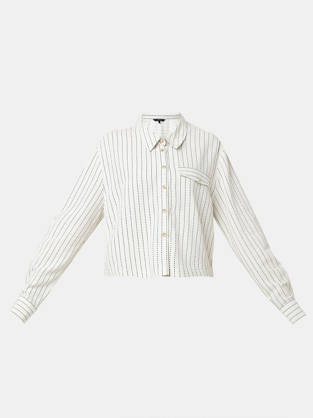 Beige Striped Co-Ord Set Shirt