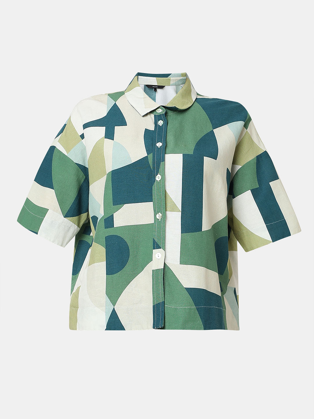 Ecru Geometric Print Shirt
