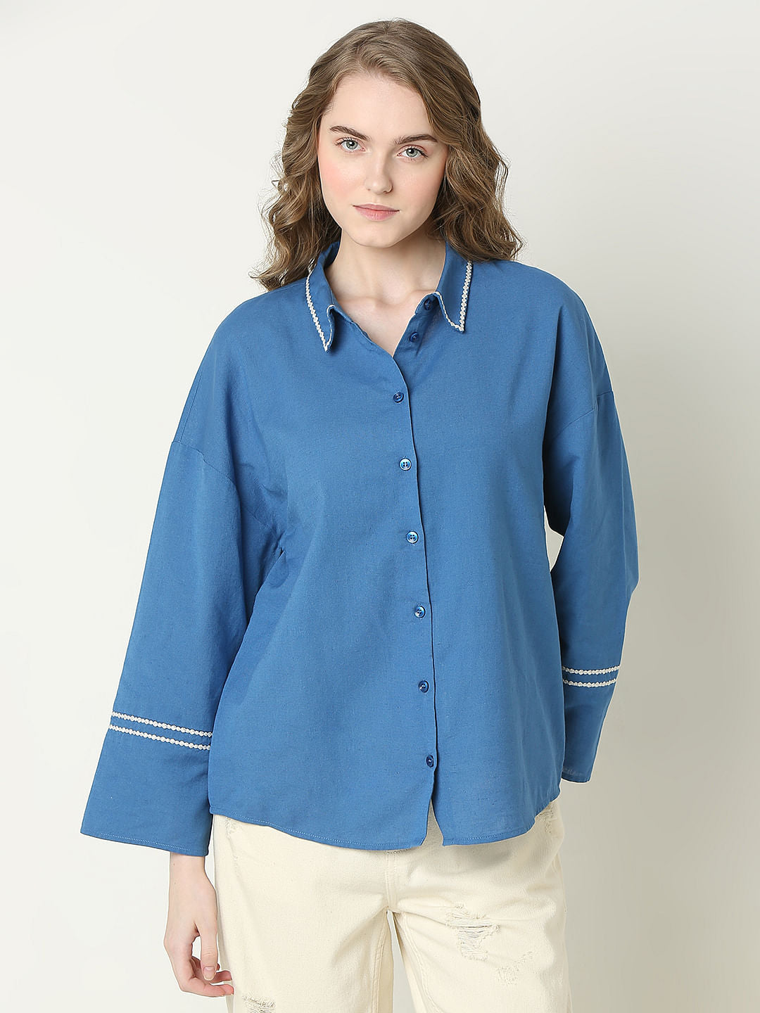 Blue Boxy Fit Shirt