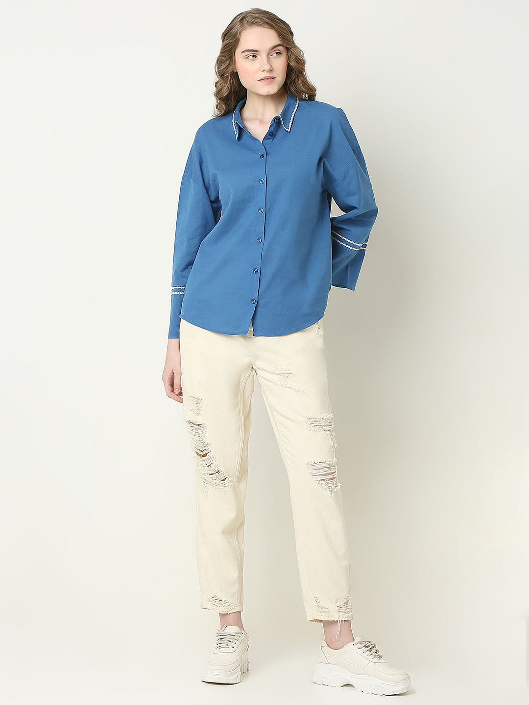 Blue Boxy Fit Shirt