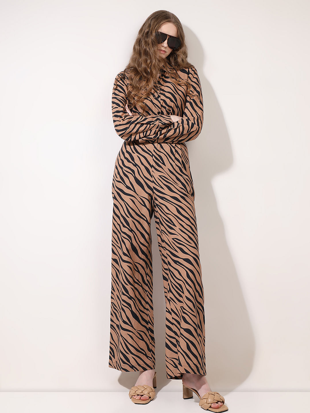Brown Animal Print Co-Ord Set Pants