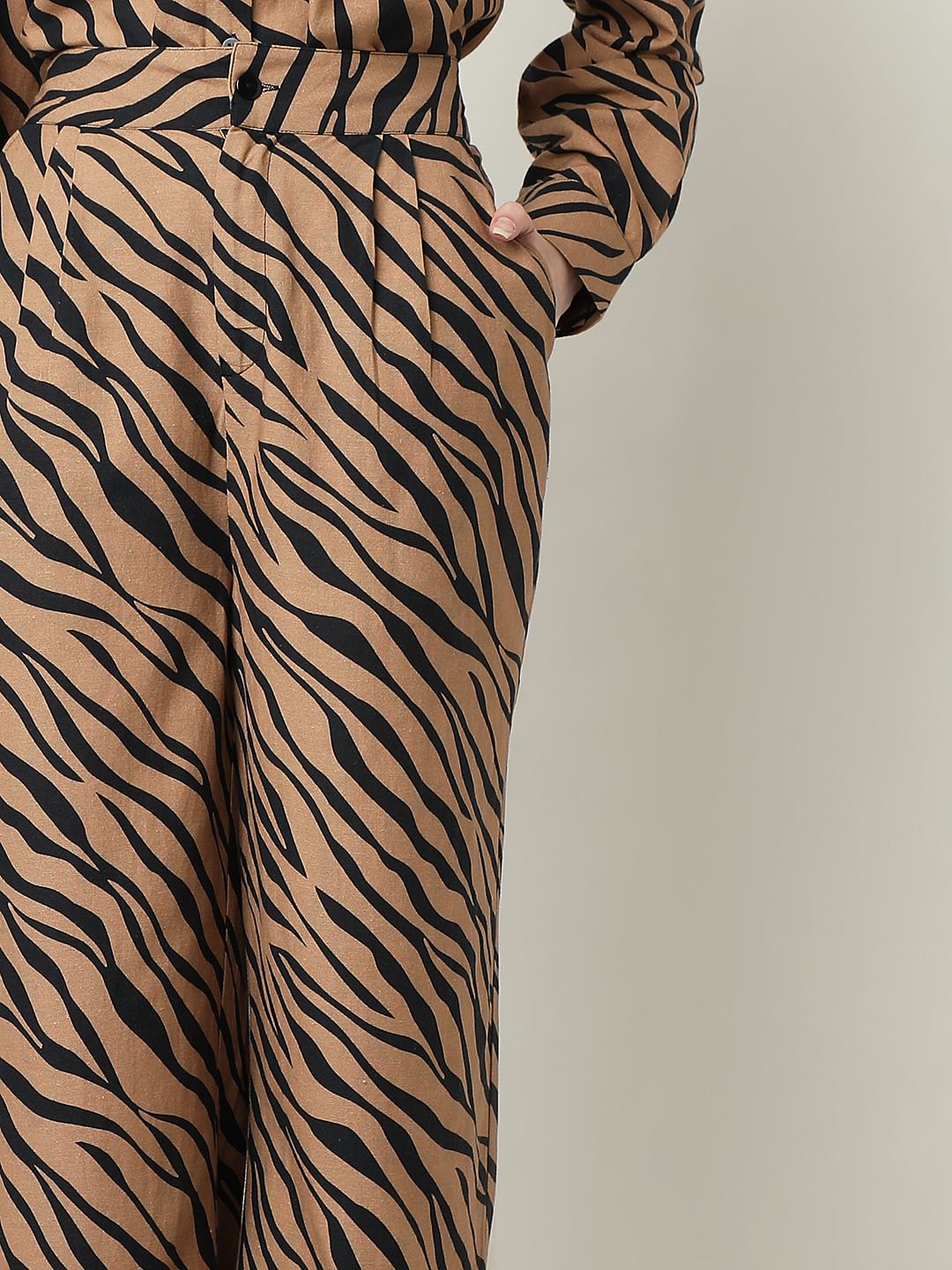 Brown Animal Print Co-Ord Set Pants