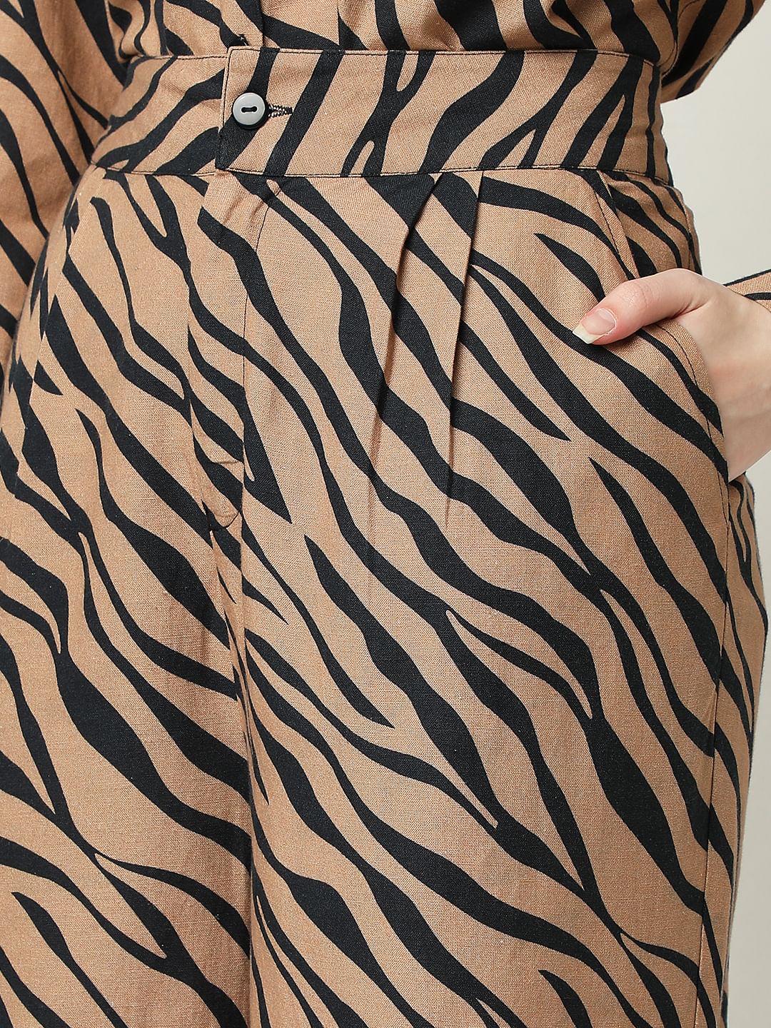 Brown Animal Print Co-Ord Set Pants