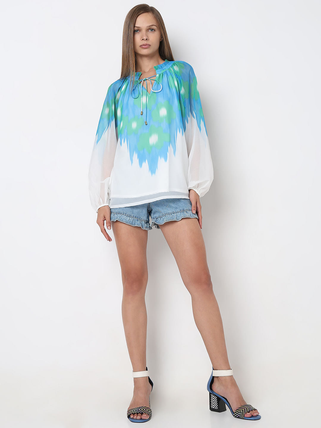 Blue Colourblocked Top