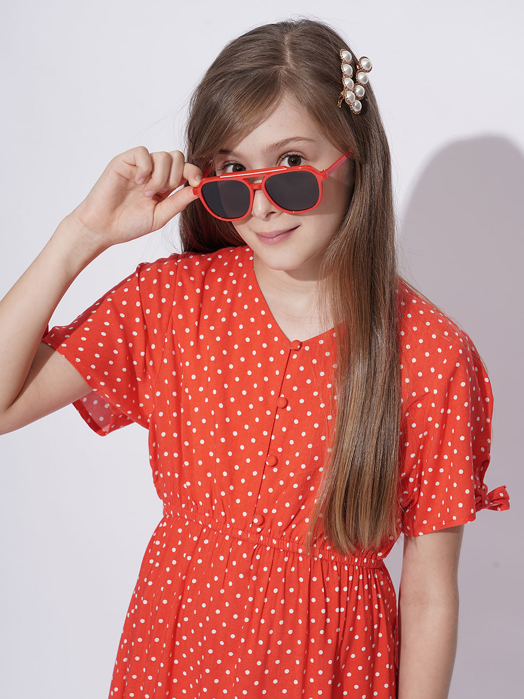 Girls Red Polka Dot Dress