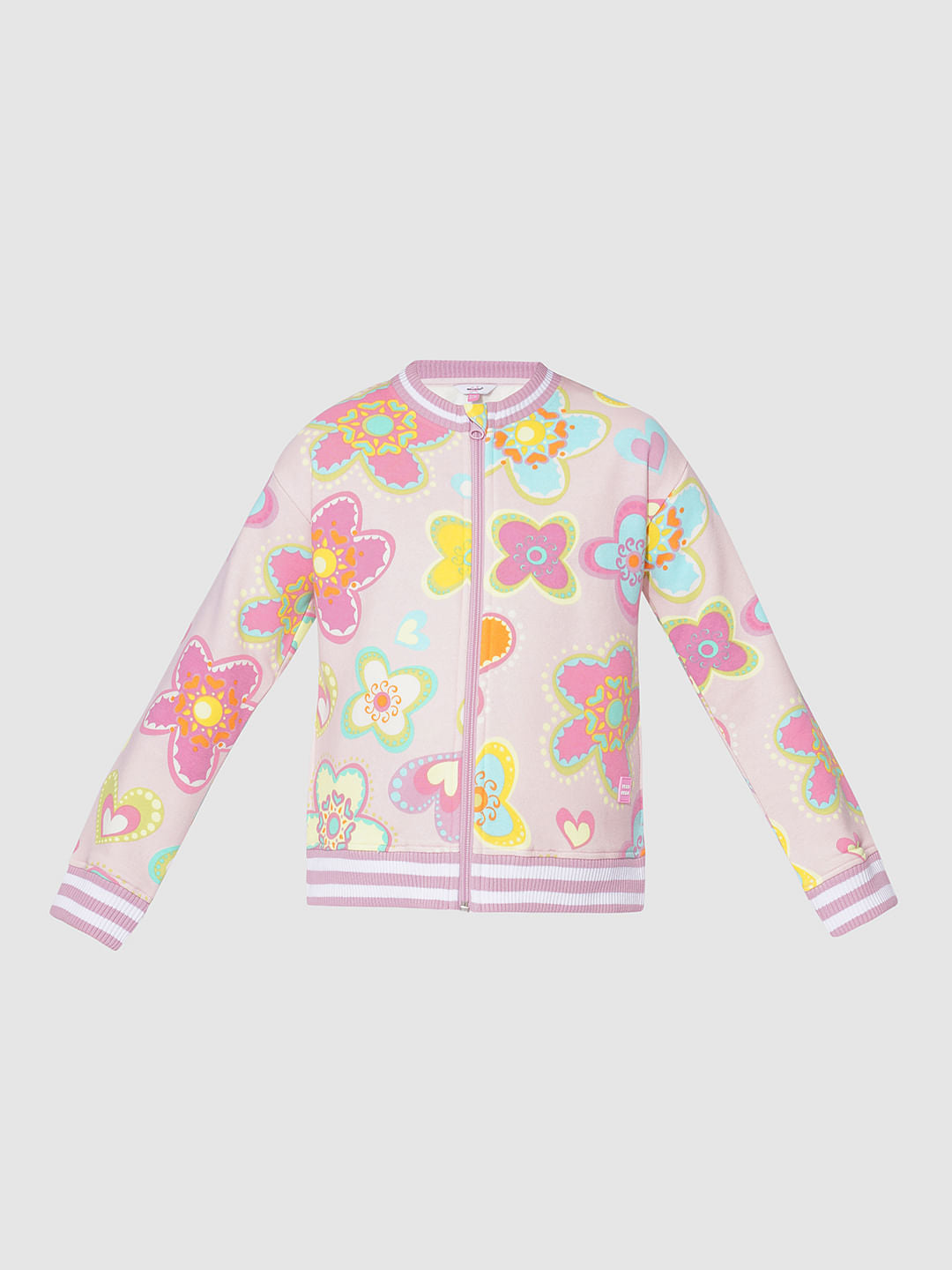 Girls Pink Printed Sweat Shirt