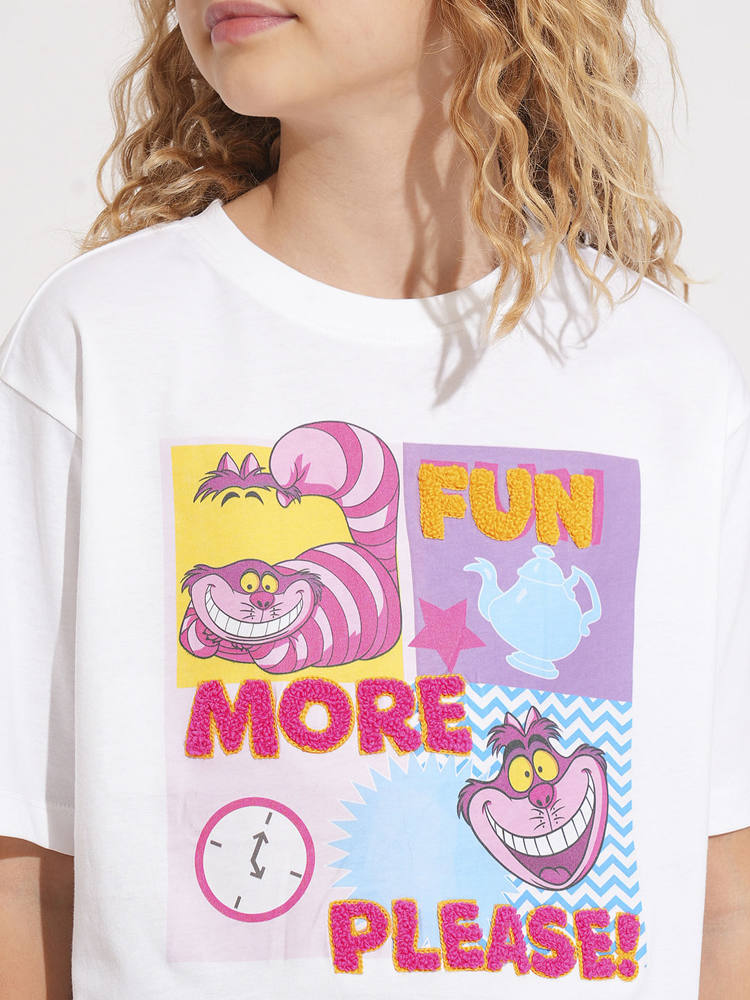 Girls White Cheshire Cat T-Shirt