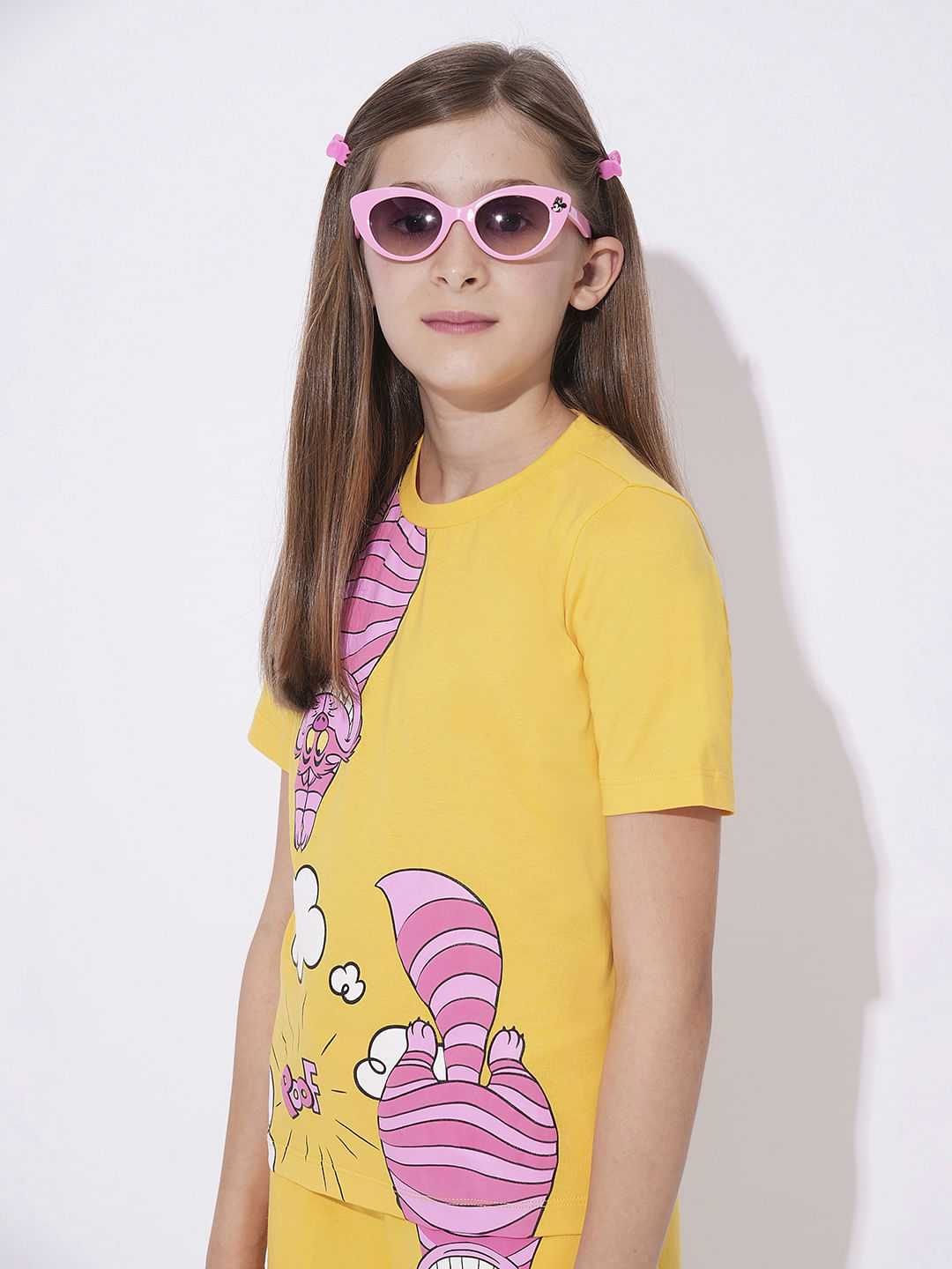 Girls Yellow Cheshire Cat T-Shirt