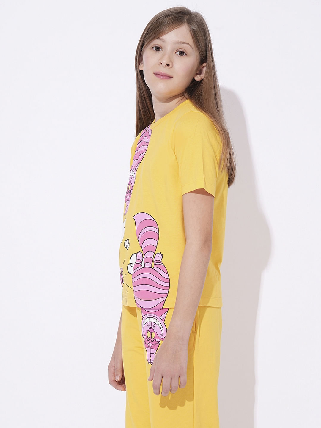 Girls Yellow Cheshire Cat T-Shirt