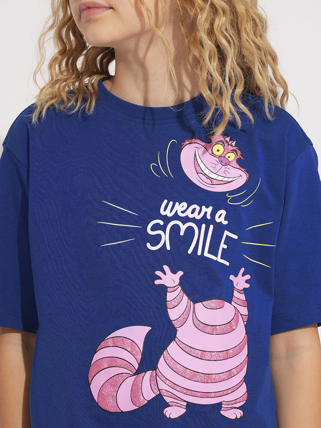 Girls Blue Cheshire Cat T-Shirt
