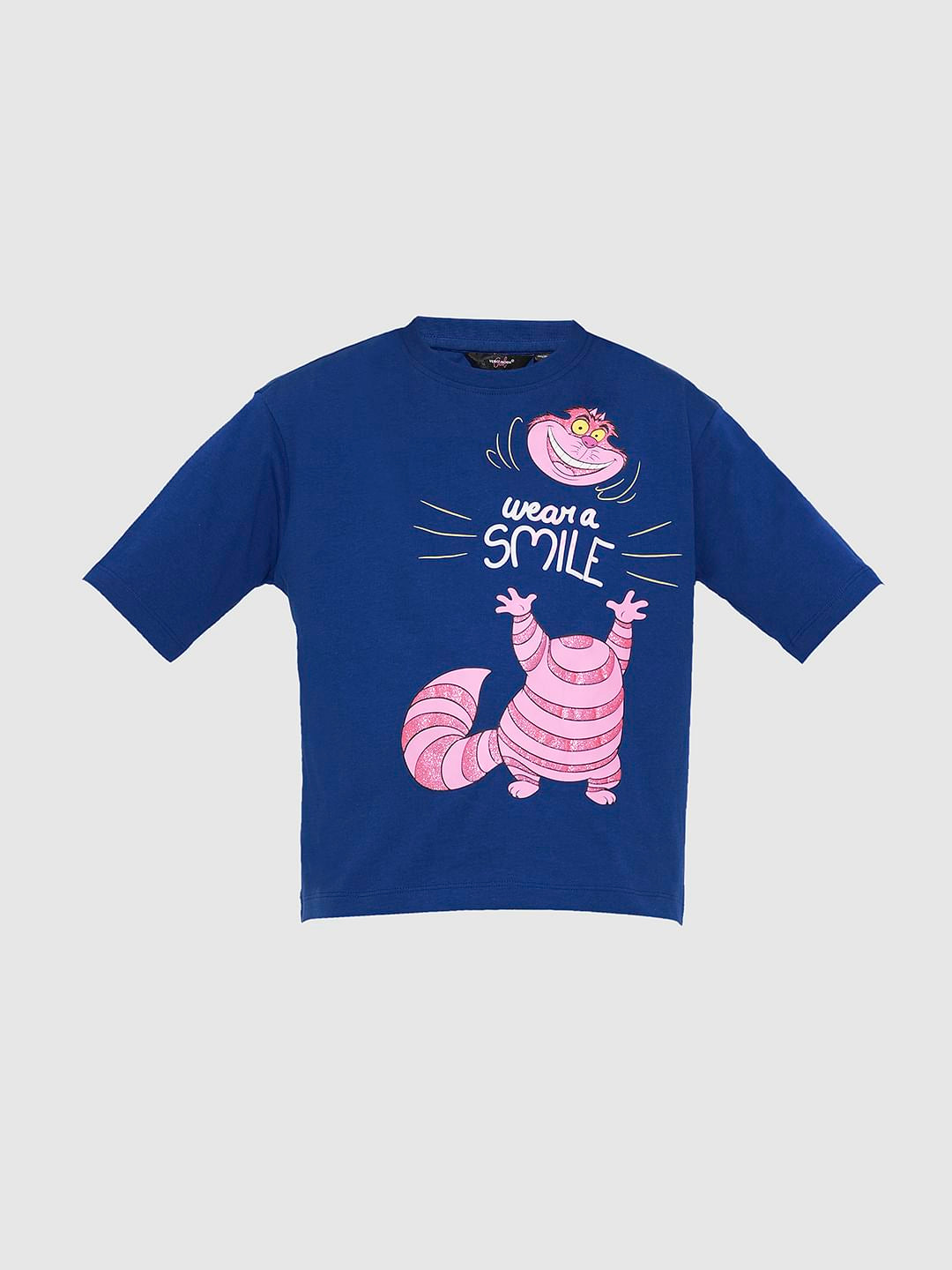 Girls Blue Cheshire Cat T-Shirt
