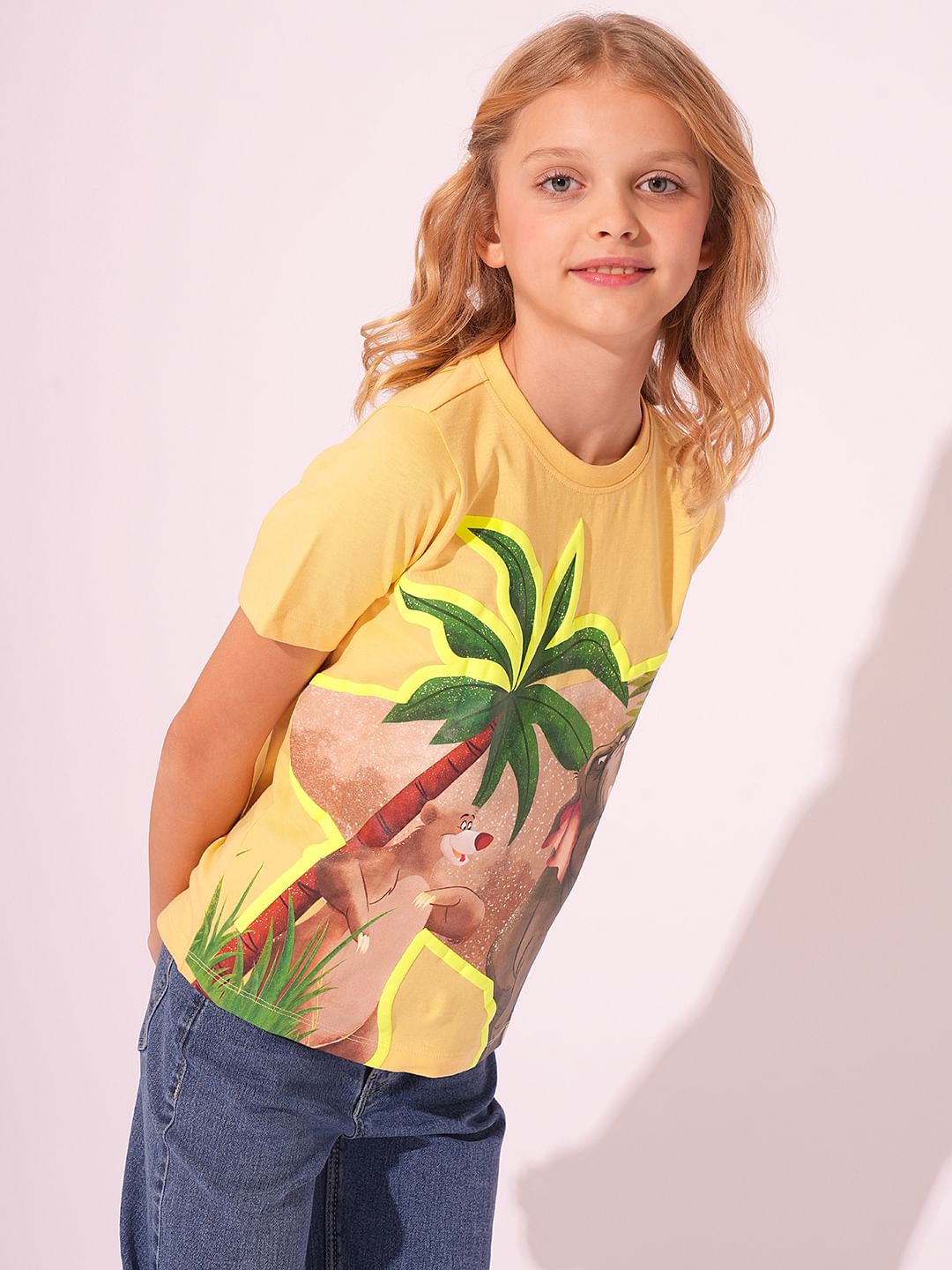 X Jungle Book Yellow Printed Cotton T-Shirt