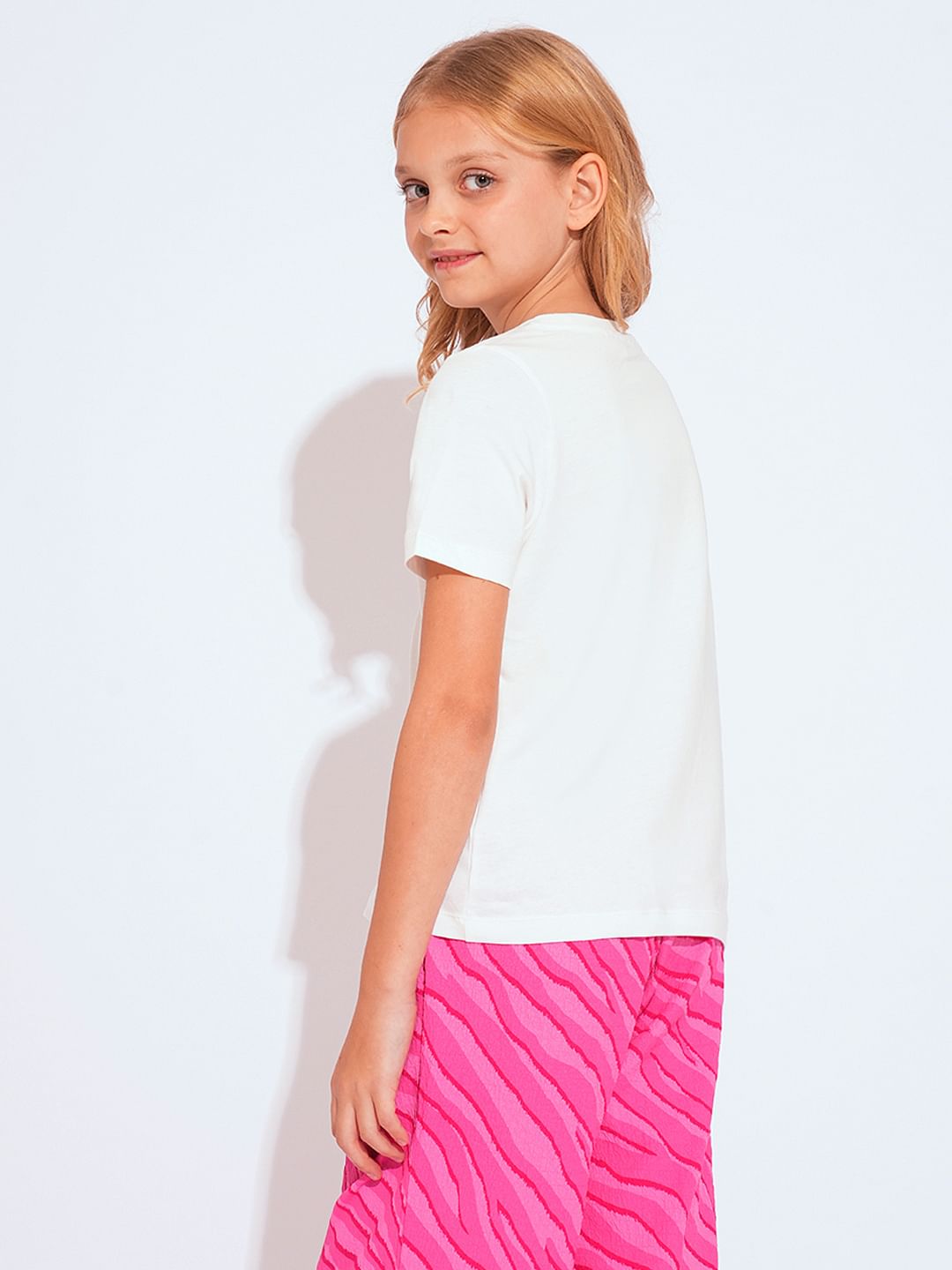 Girls White Logo Print T-Shirt