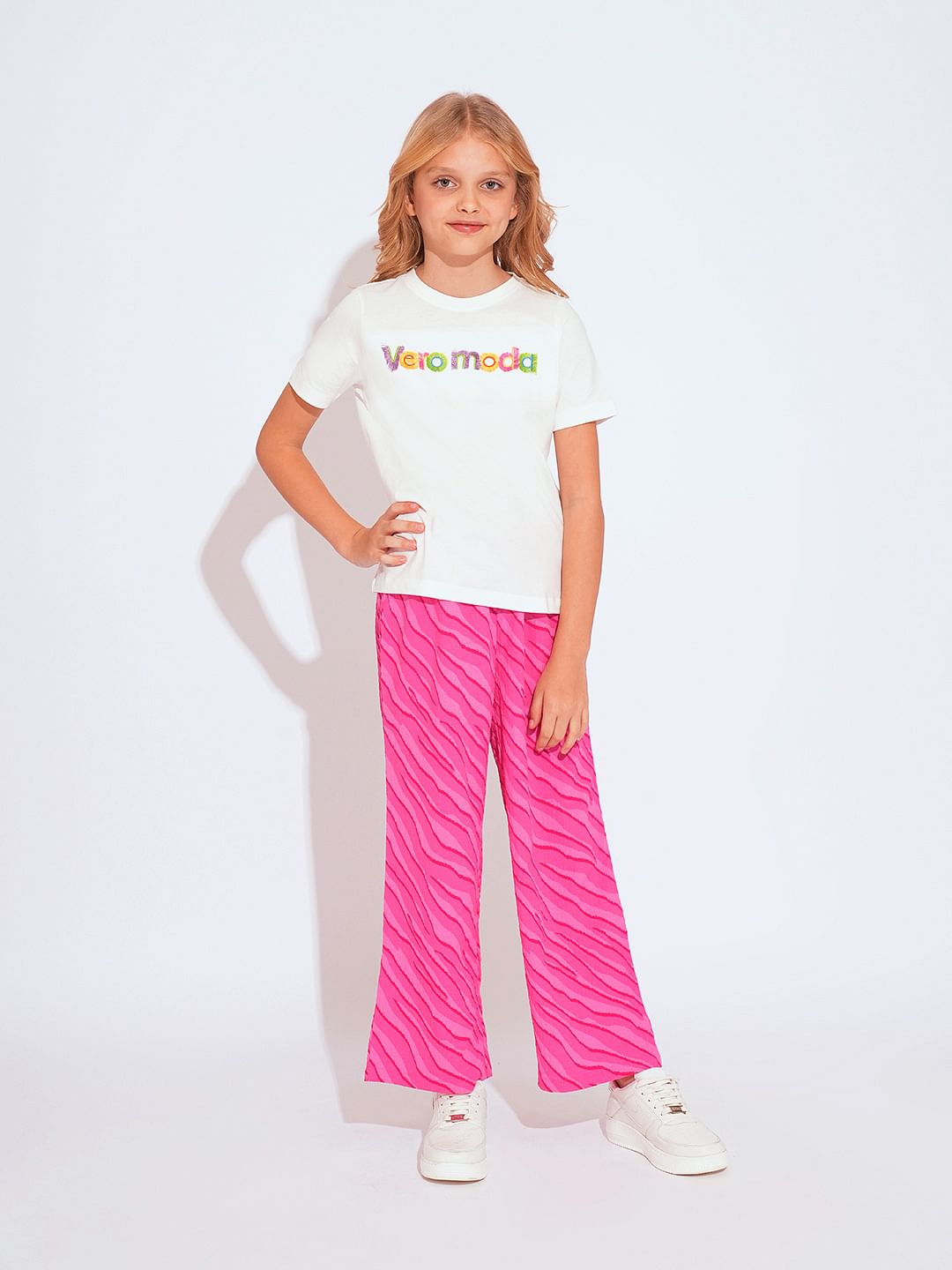 Girls White Logo Print T-Shirt