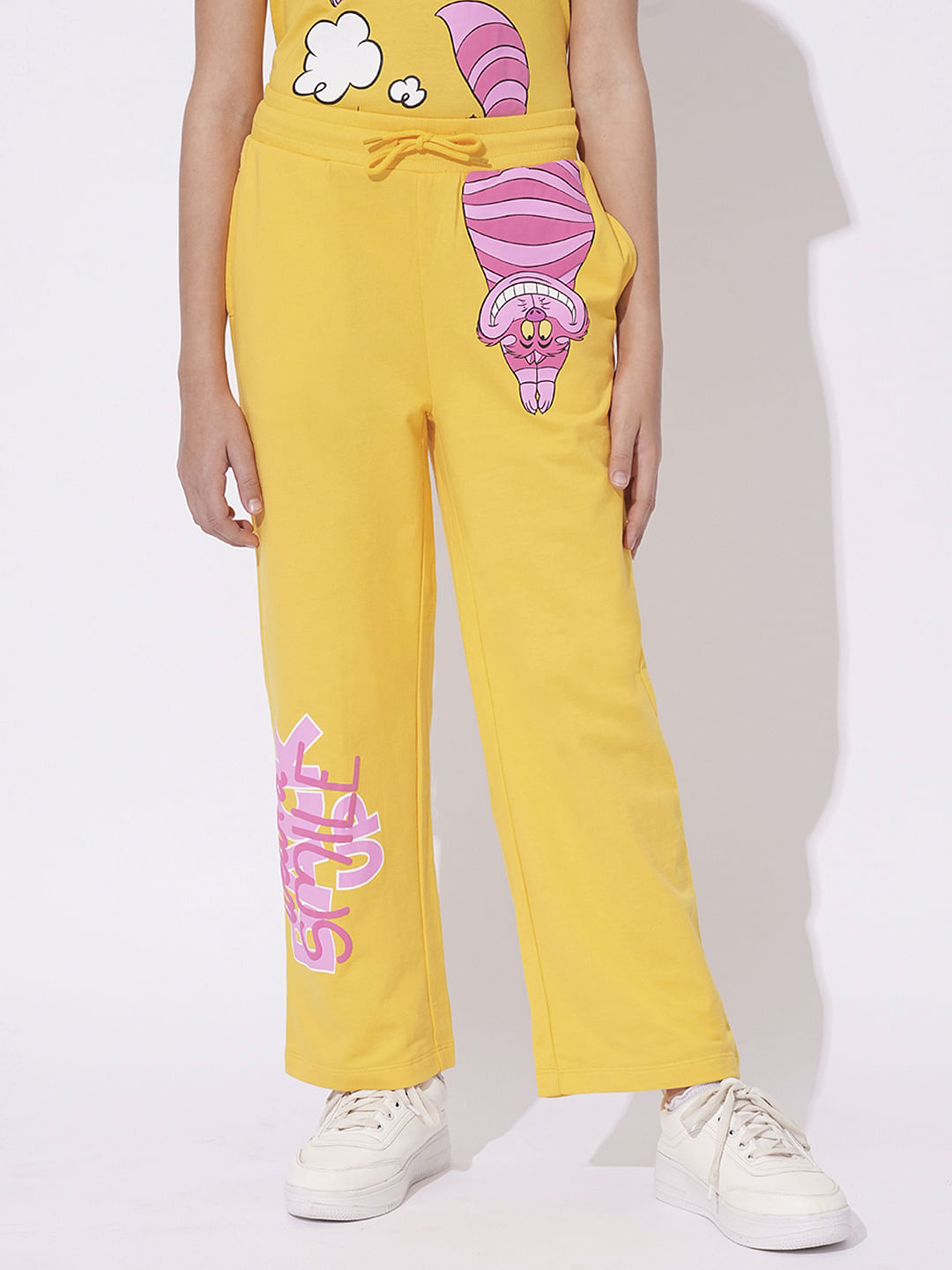 Girls Yellow Cheshire Cat Co-Ord Set Sweatpants