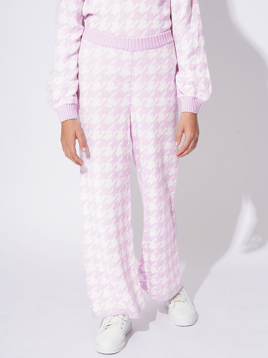 Girls Lilac Houndstooth Co-Ors Set Pant