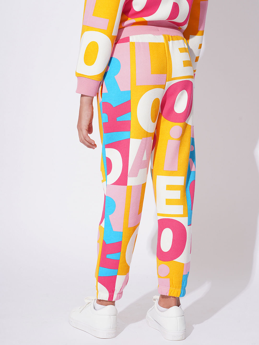 Girls White Printed Co-Ord Set Joggers