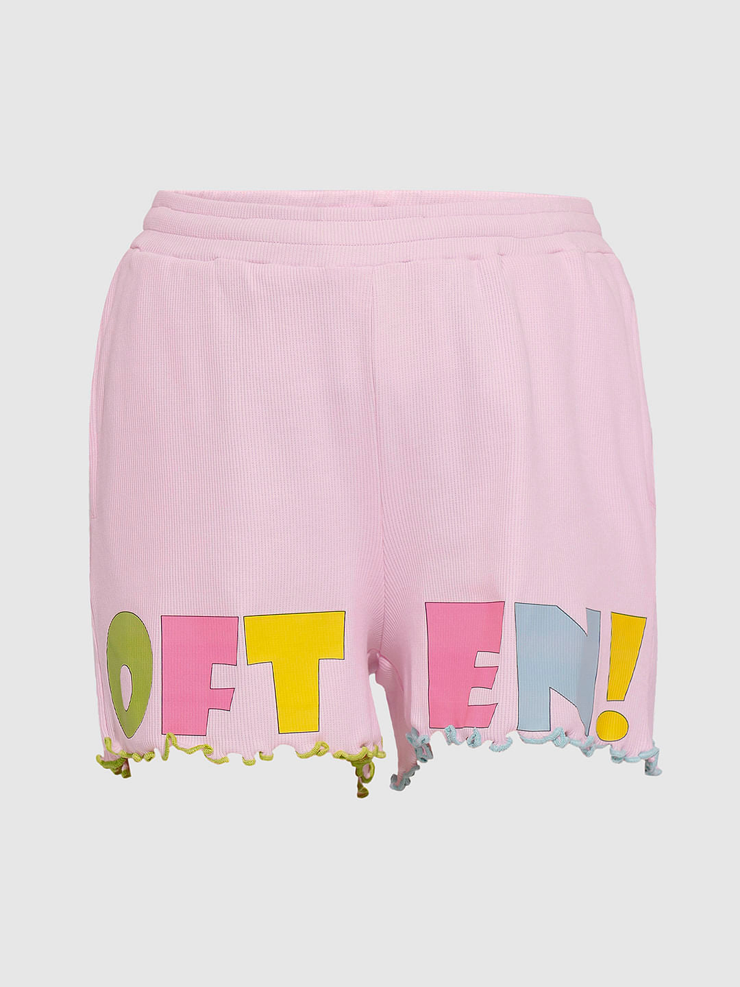 Girls Pink Printed Co-Ord Set Shorts