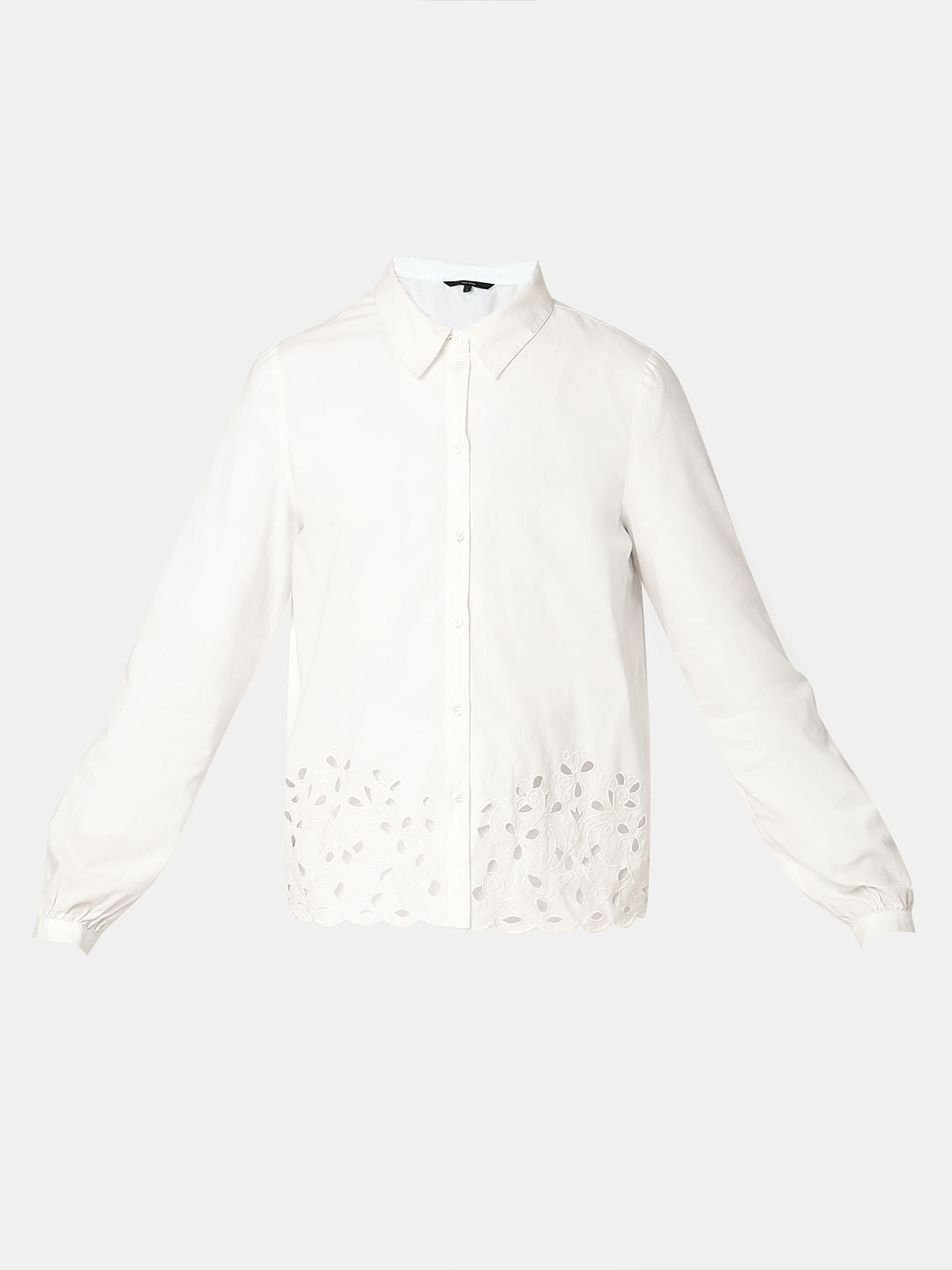 White Cut-Work Cotton Shirt