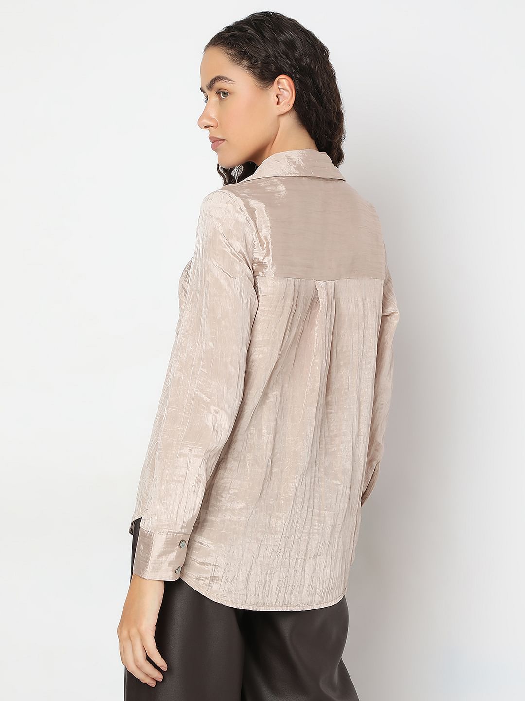 Beige Texture Satin Shirt