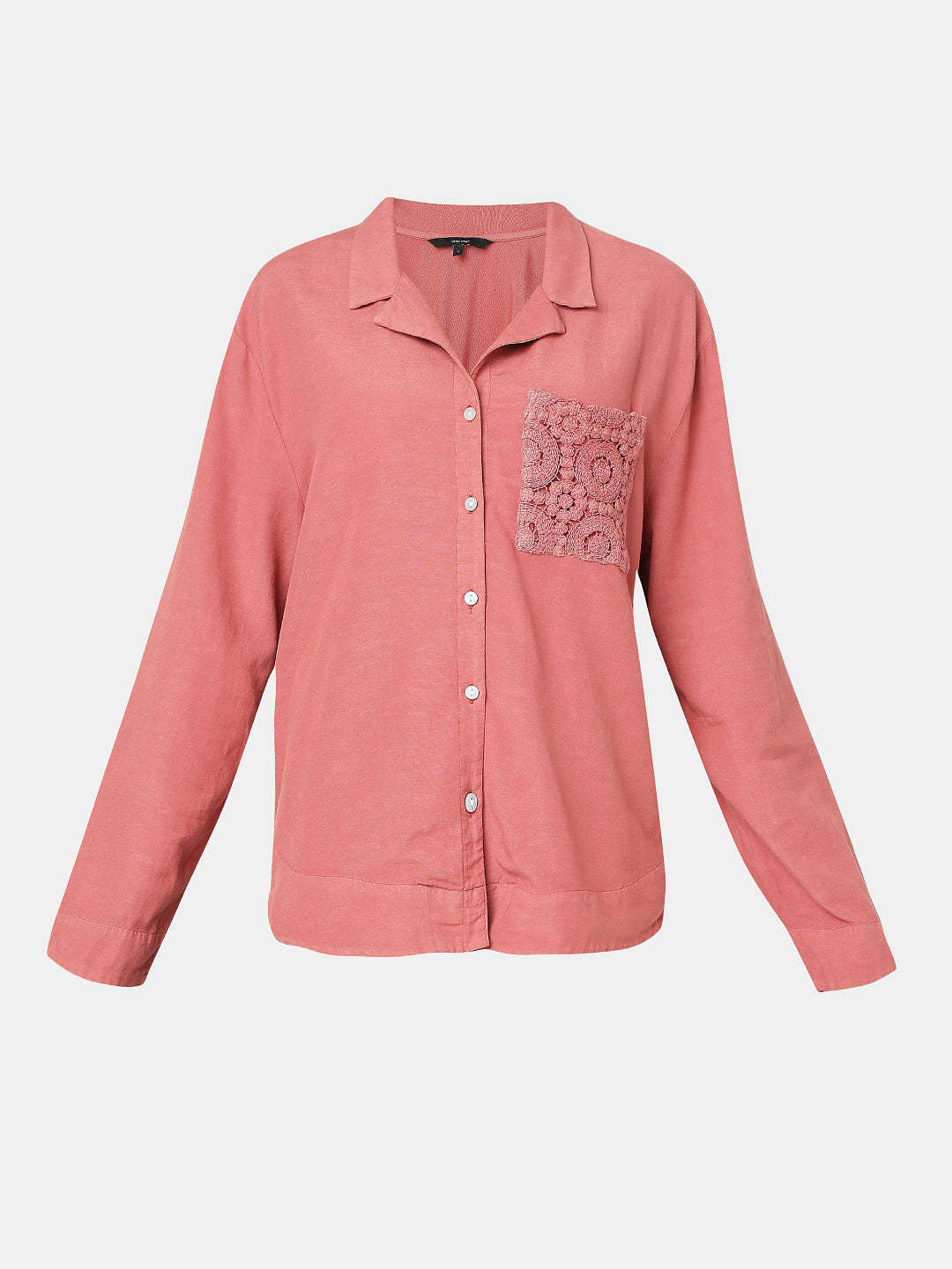 Pink Embroidered Pocket Shirt