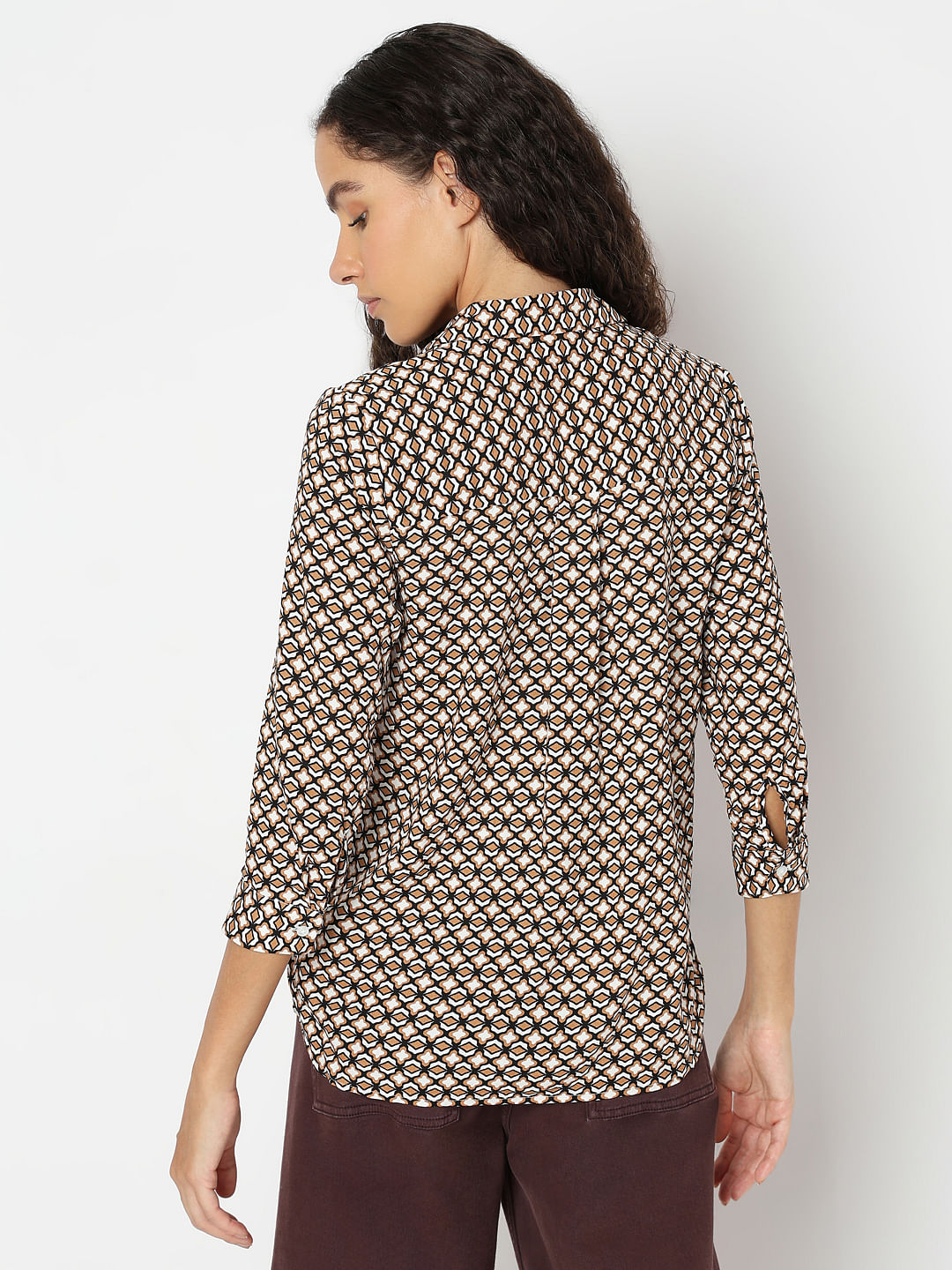 Beige Printed Top