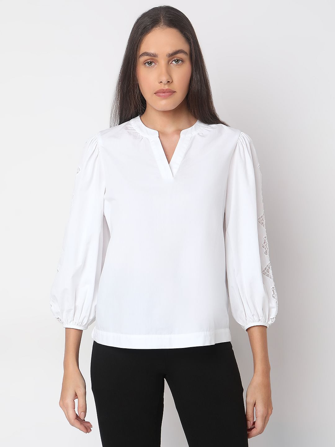 White V-Neck Top
