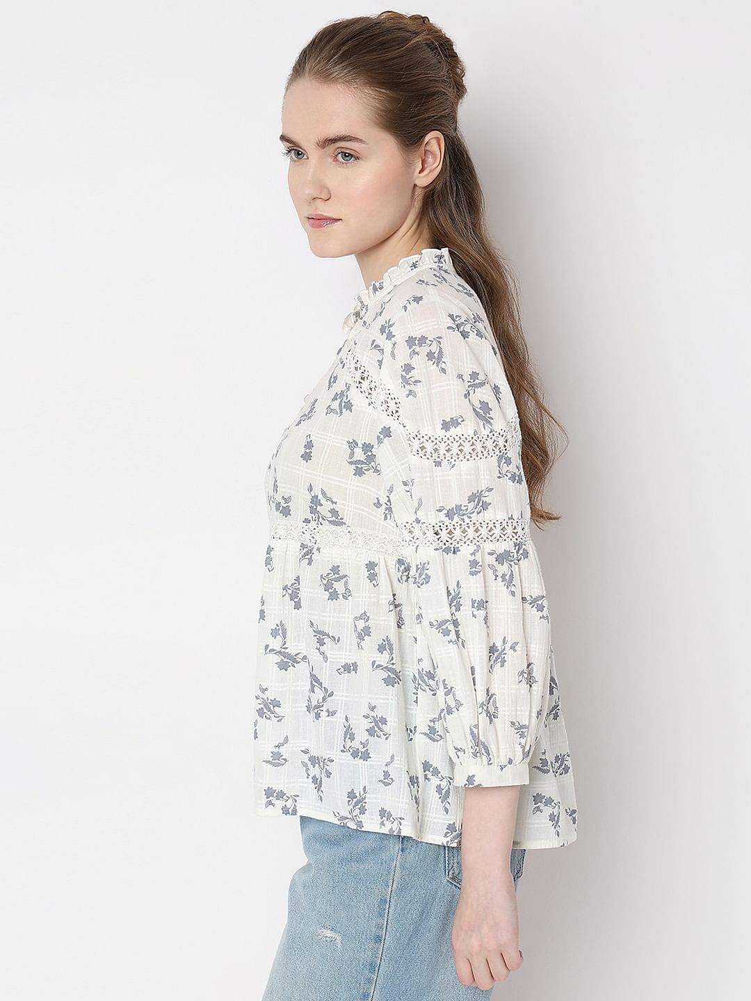 Off-White Floral Peplum Top