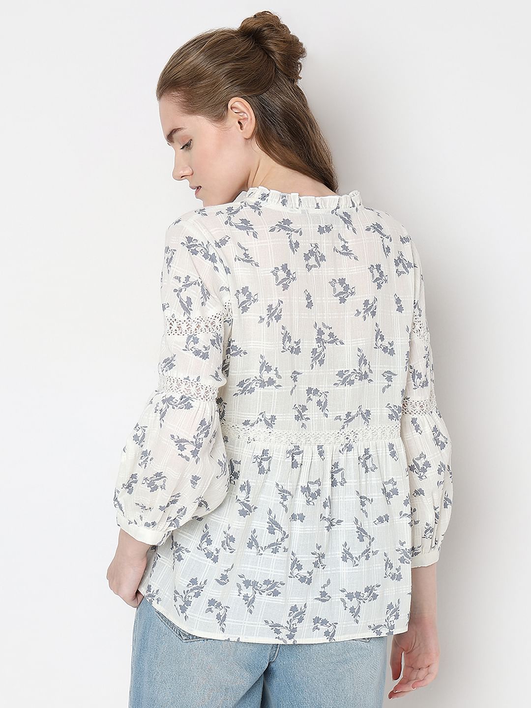 Off-White Floral Peplum Top