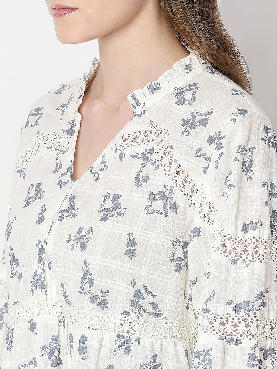 Off-White Floral Peplum Top