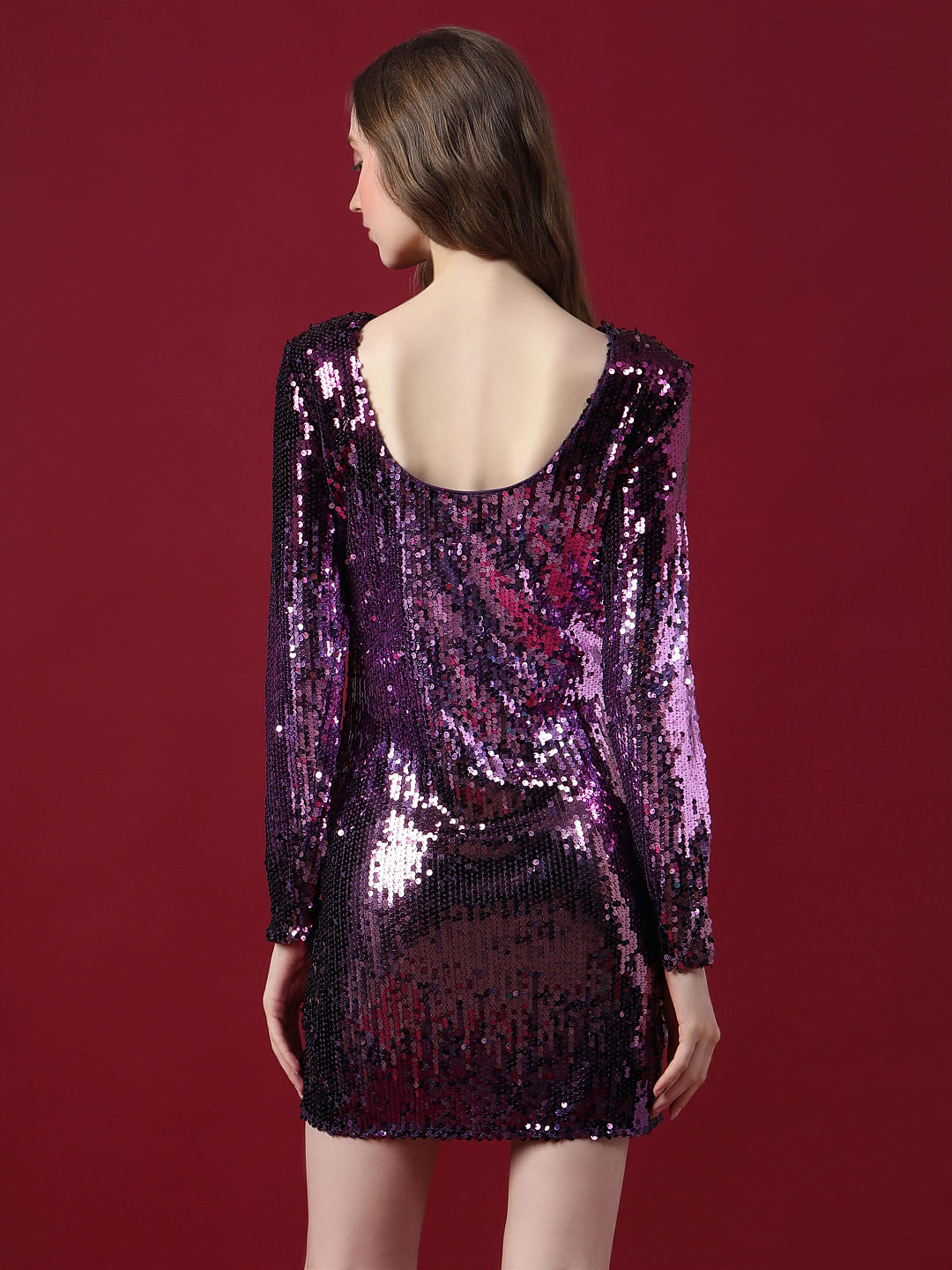 Marquee Purple Sequined Mini Dress