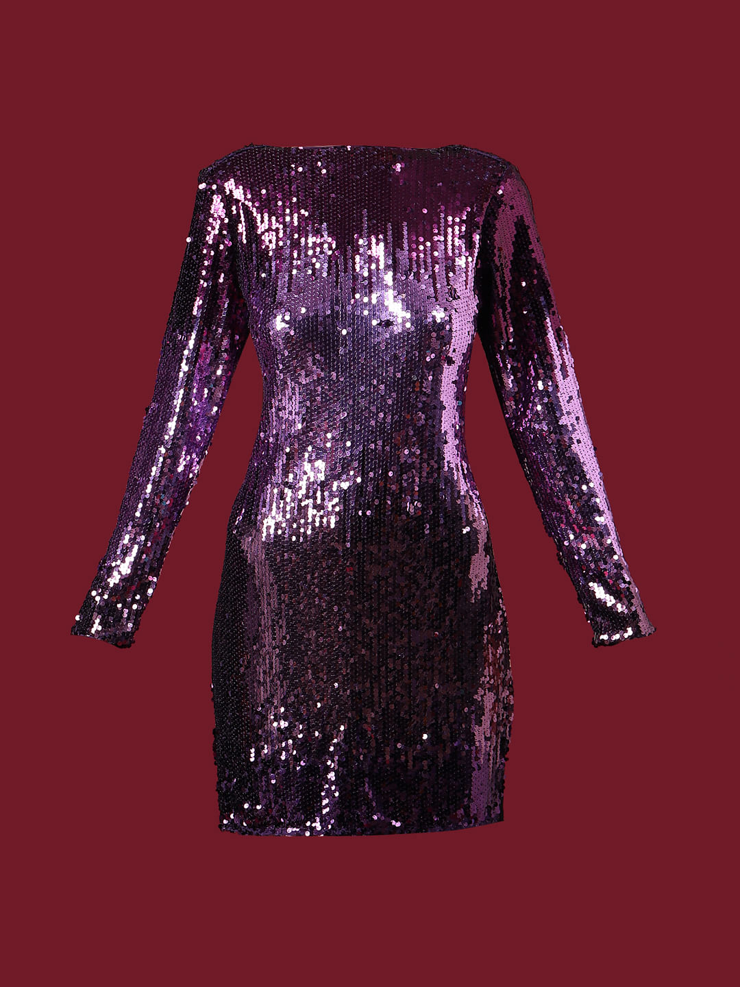 Marquee Purple Sequined Mini Dress