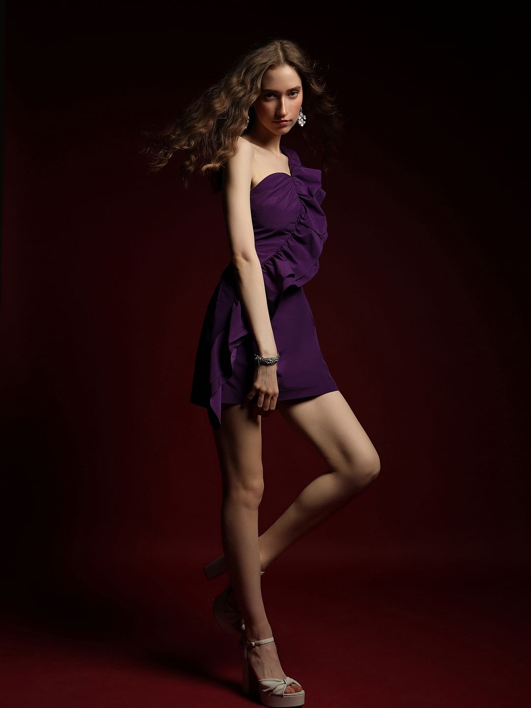 Marquee Purple One-Shoulder Mini Dress