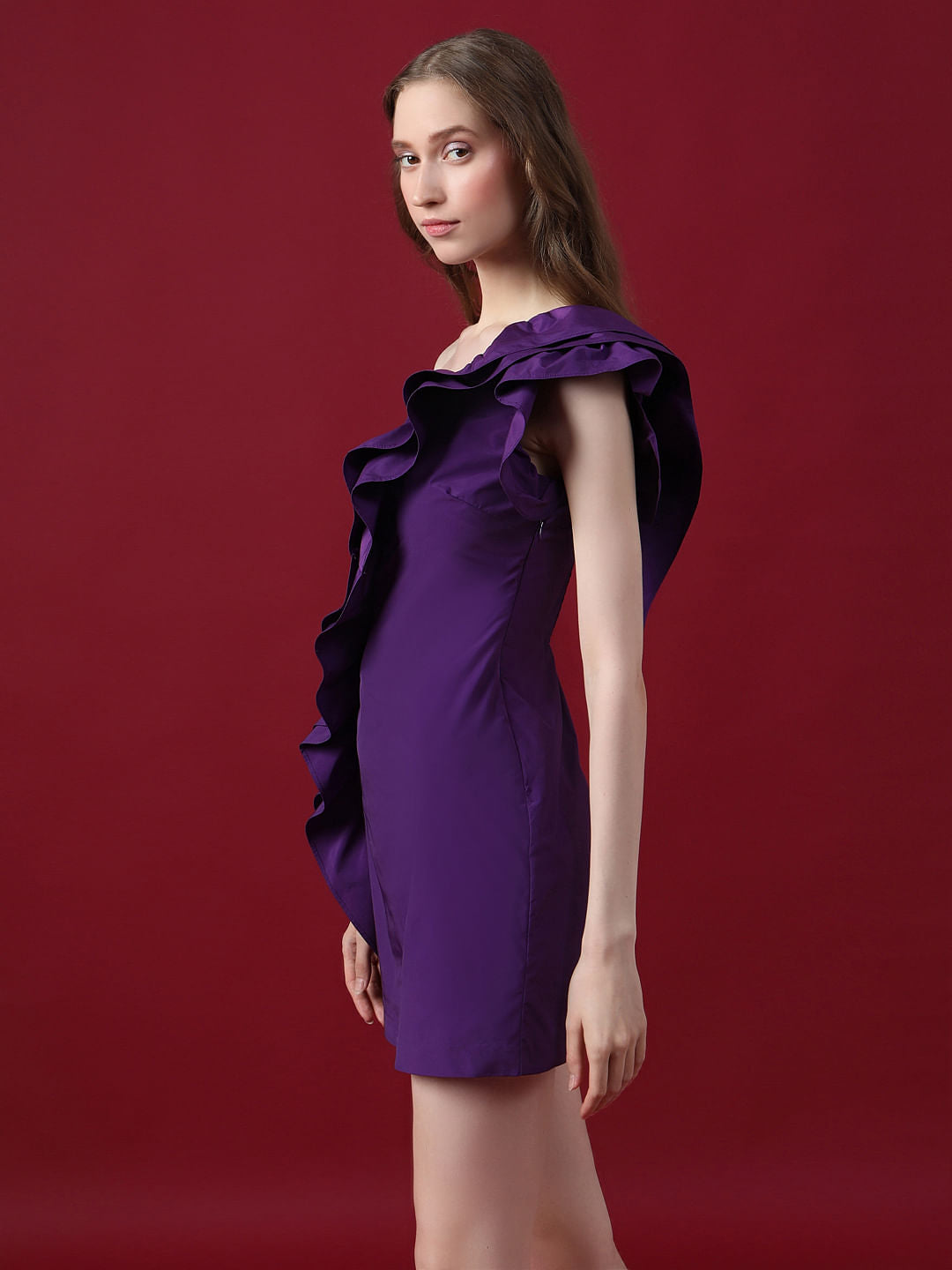 Marquee Purple One-Shoulder Mini Dress