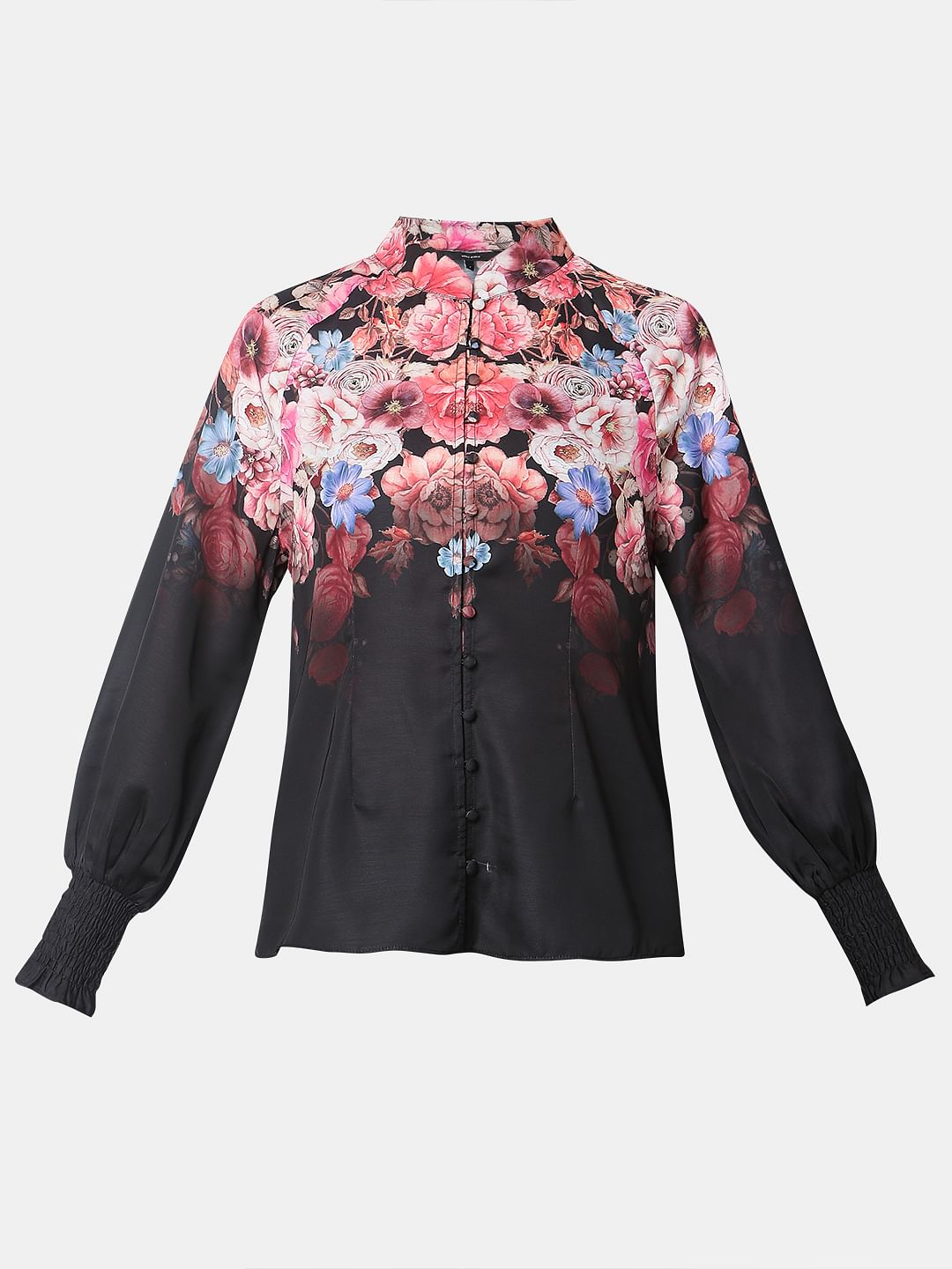 Black Floral Print Top