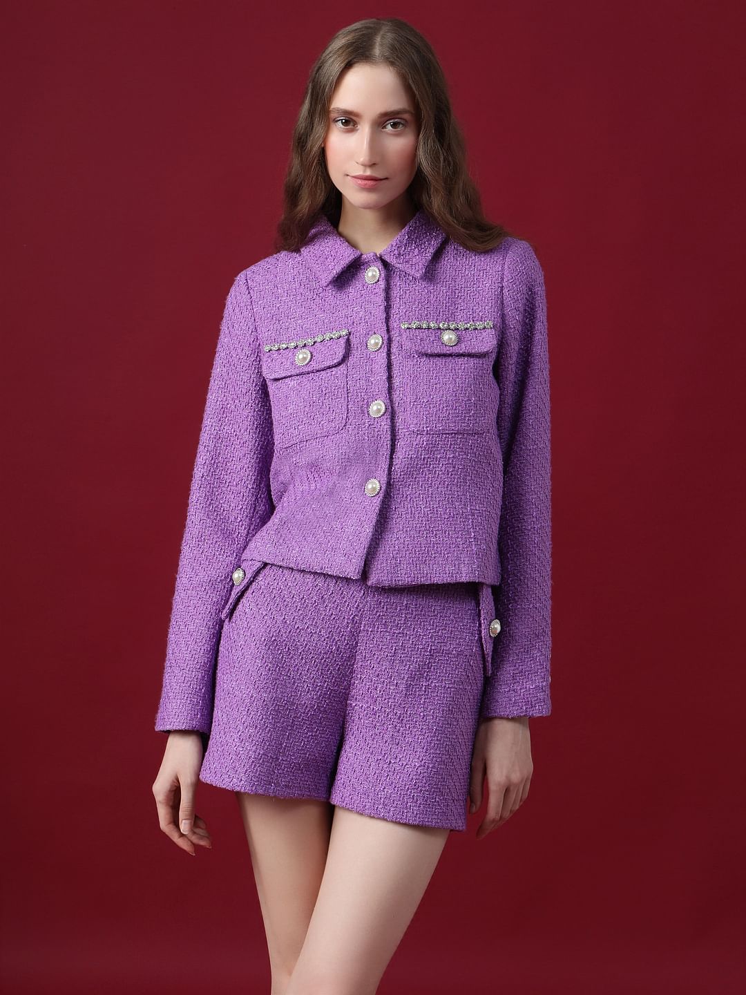 Marquee Purple Tweed Co-Ord Set Jacket