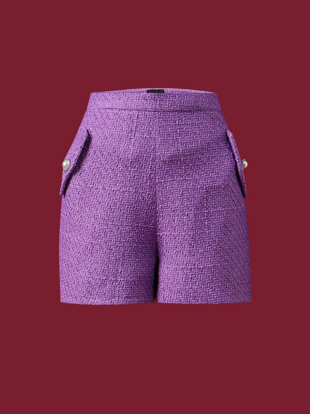Marquee Purple Tweed Co-Ord Set Shorts