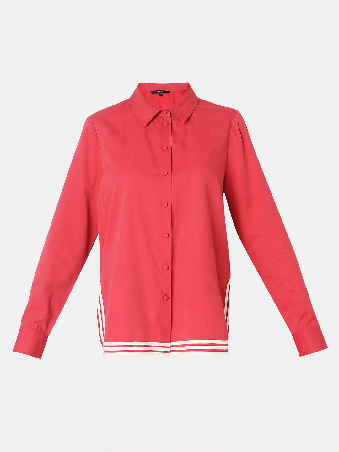 Red Contrast Hem Co-Ord Set Shirt