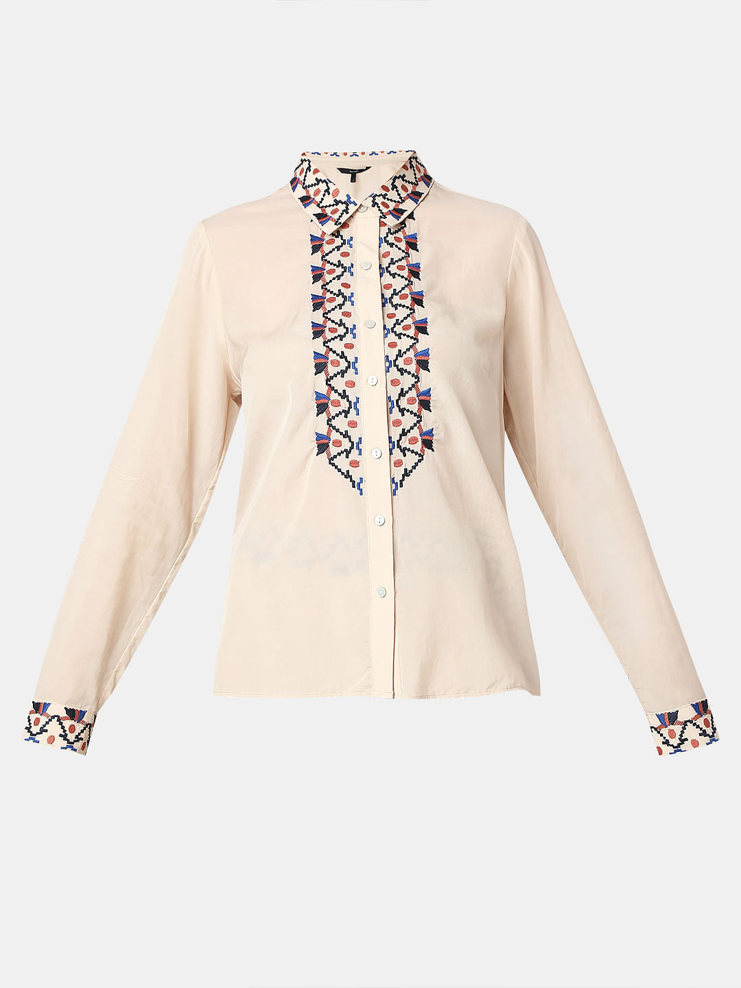 Beige Printed Co-Ord Set Shirt