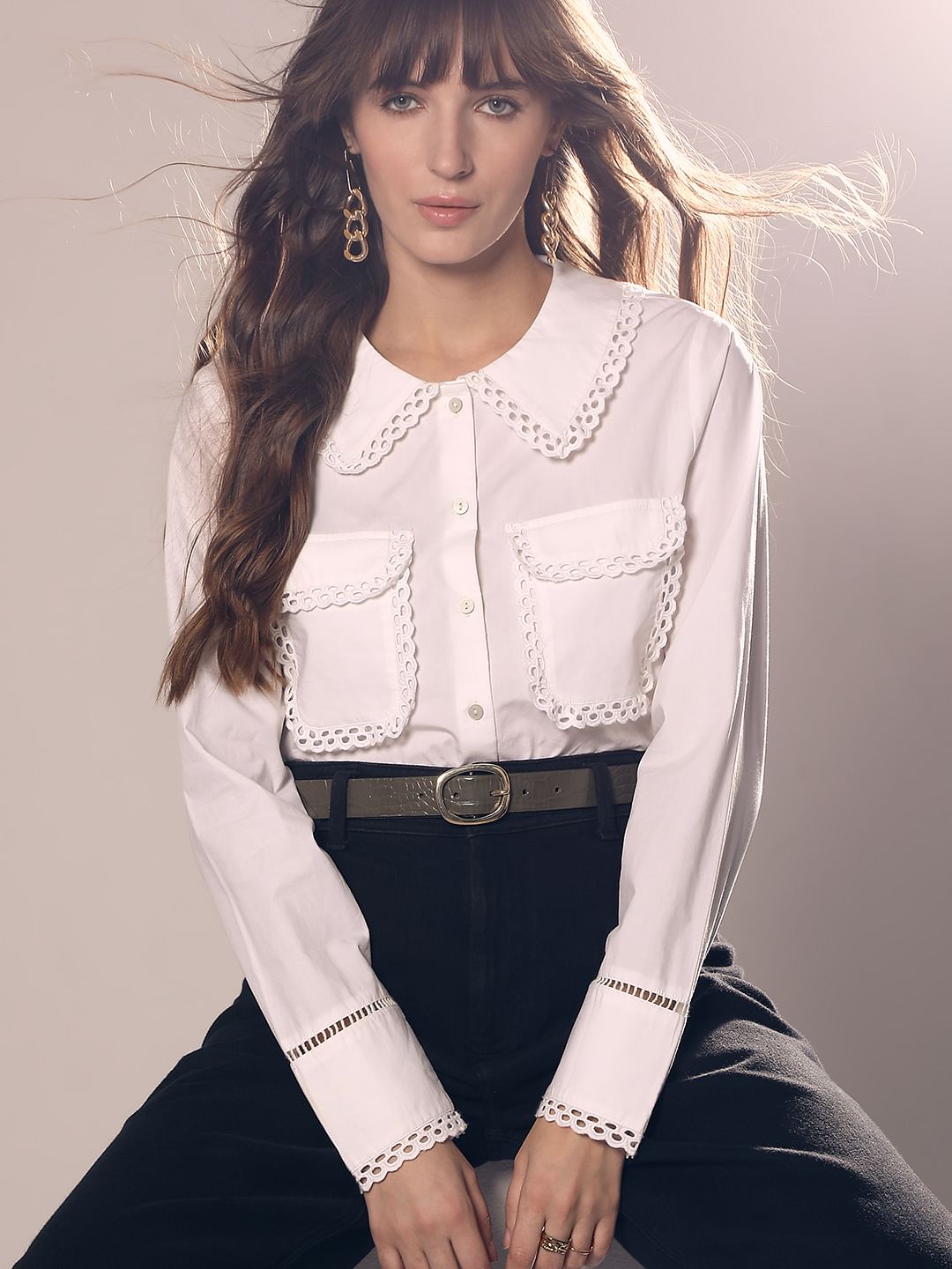 Off-White Lace Cotton Shirt